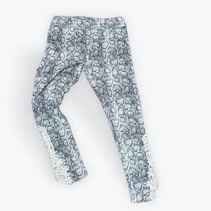 Vocal Apparel Knit Leggings with Snakeskin pattern, crystal and lace.